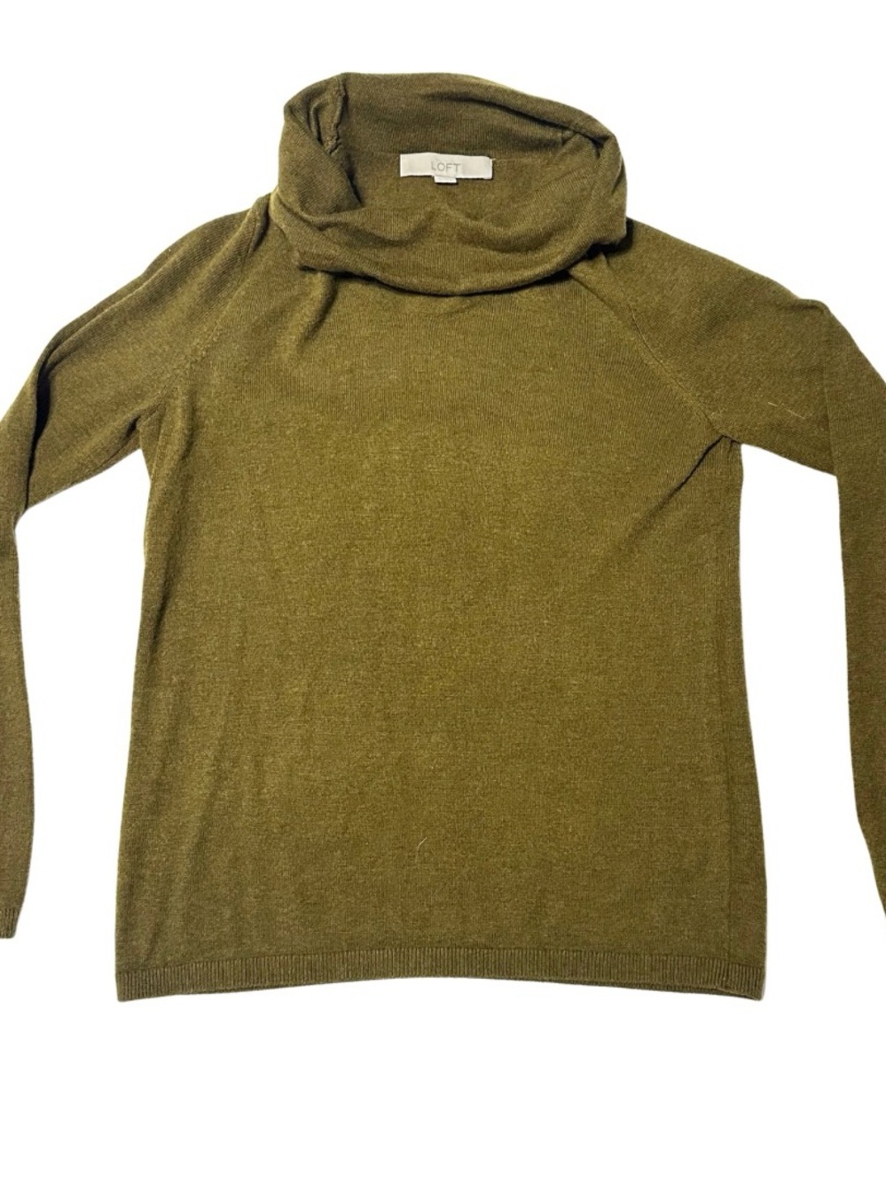 LOFT Olive Cowl Neck Lightweight Knit Sweater